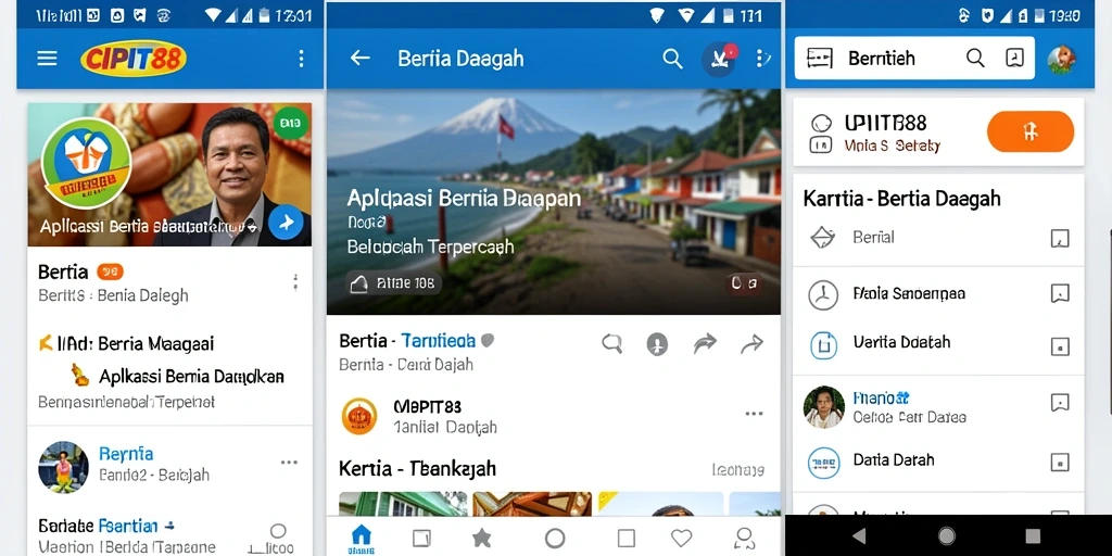 Antarmuka utama aplikasi CIPIT88 menampilkan berita daerah terbaru.