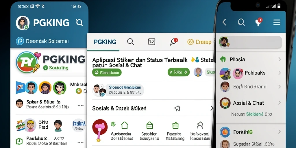 Tampilan antarmuka PGKING yang menarik dengan beragam stiker.