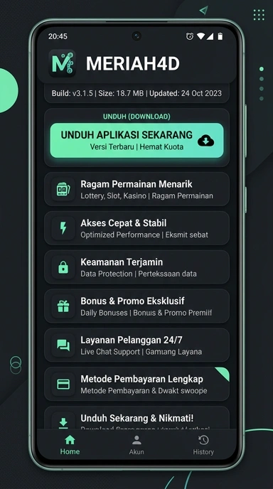 Tampilan halaman APK meriah4d